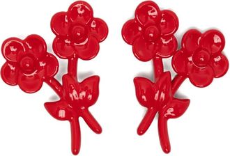 Shushu/Tong flower earrings - women - Brass - One Size - Red