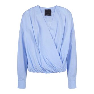 Souvenir Blouses, female, Blue, Size: S Camicia con incrocio in cotone