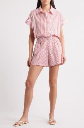 Faithfull The Brand Zion Stripe Cotton Romper in Riviera Stripe at Nordstrom Rack, Size Medium