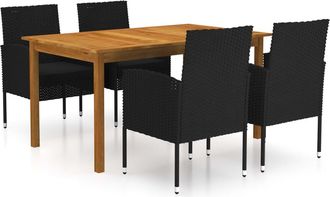 vidaXL Juego De Comedor Para Jard&iacute;n De 5 Piezas Negro Vidaxl