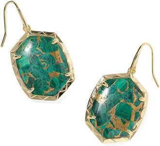 Kendra Scott Daphne Drop Womens Earrings Earring Gold Bronze Veined Green Malachite, Brass