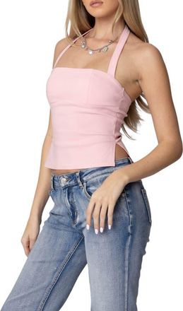 Edikted Dara Halter Top in Pink at Nordstrom, Size X-Small