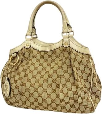 Gucci Pre-owned Handbags, female, Brown, Size: ONE SIZE Pre-owned Vintage Canvas Handbag