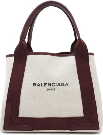 Balenciaga Bordeaux Canvas Leather Tote Bag (Pre-Owned)