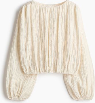 H&M Shirt mit Ballon&auml;rmeln - Cremefarben