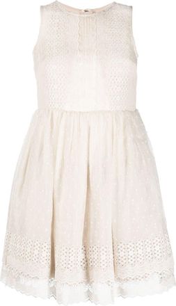 Valentino Garavani 2010s lace-panelled sleeveless dress - women - Polyester/Silk - 38 - Neutrals
