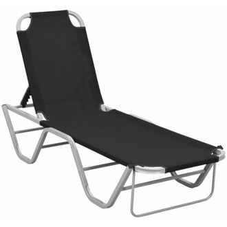 vidaXL Tumbona De Aluminio Y Textilene Negro Vidaxl