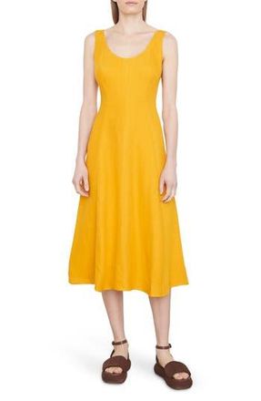 Vince Panelled Sleeveless Midi Dress in Papaya at Nordstrom Rack, Size Xx-Small
