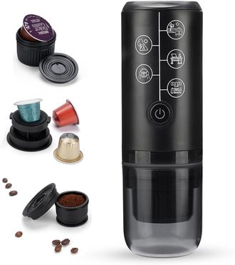 No Brand Cafetera Espresso 3 En 1, Cafetera El&eacute;ctrica De Viaje Con C&aacute;psulas Ns, Caf&eacute; Molido Y Monodosis Dolce Gusto, Puerto Usb Tipo C Y Cargador Para Coche
