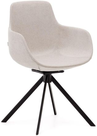 K Home Drehbarer Design Esszimmerstuhl Tissy mit Armlehnen - Chenille Light Beige