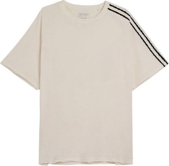 Yohji Yamamoto White T-Shirt In Cotton With Black Stripes