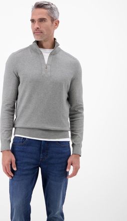 Lerros Troyer LERROS Flachstrickpullover mit Troyerkragen, Herren, Gr. XXL, platinum grau melange, 100% Baumwolle, ohne Ausschnitt, Pullover Troyer