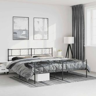Berkfield Home Metal Bed Frame with Headboard & Footboard Black 193x203 cm
