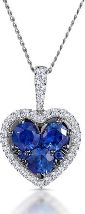 The Diamond Store 0.80ct Sapphire Lab Diamond Heart Pendant Necklace in 9K White Gold
