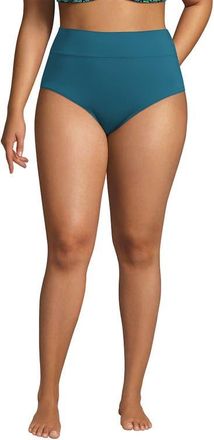 Lands End Chlorine Resistant Pinchless High Waisted Bikini Bottoms in Paradise Teal at Nordstrom, Size 22W