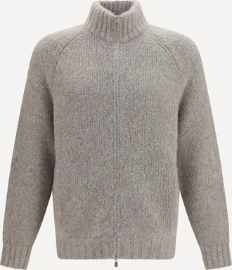 Brunello Cucinelli Cardigan a collo alto in cashmere e seta con cerniera Man 48
