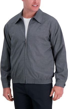 Haggar Sharkskin Full Zip Harris Jacket in Medium Grey at Nordstrom Rack, Size Large
