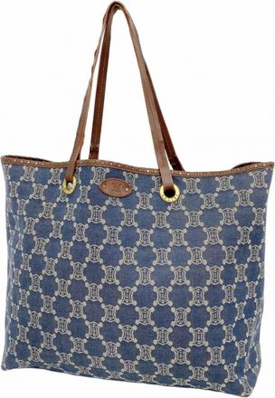 Celine Blue Brown Denim Tote Bag (Pre-Owned)