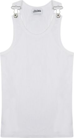 Jean Paul Gaultier White Solid Scoop Neck Top