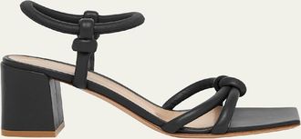 Gianvito Rossi Knotted Leather Block-Heel Sandals