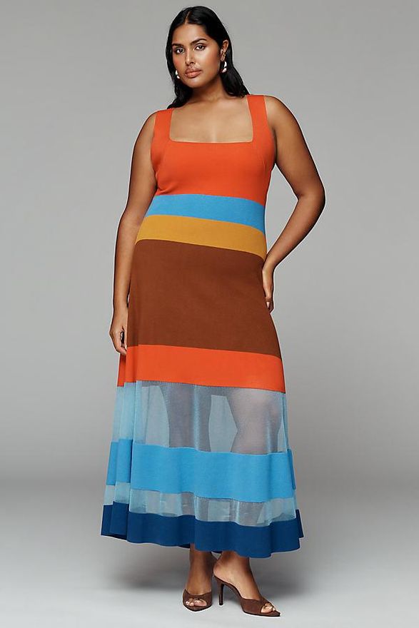 Sleeveless Blocked Sweater Dress