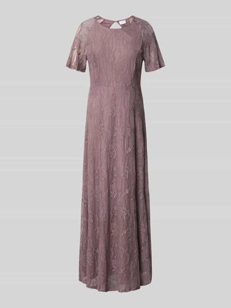 Vila Maxikleid aus Spitze mit Rundhalsausschnitt in Mauve, Gr&ouml;&szlig;e S