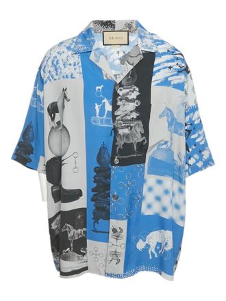 Gucci multi-print silk shirt - Blue