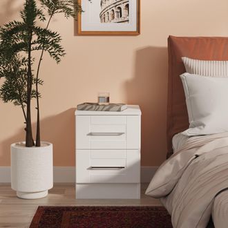 Welcome Furniture Malton Ready Assembled 2 Drawer Bedside Cabinet in White Ash - Welcome Furniture | TJ Hughes