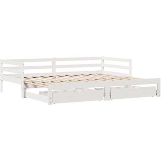 vidaXL Daybed with Trundle and Drawers without Mattress White 80x200 cm vidaXL