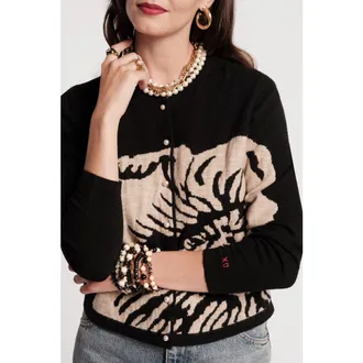 Frances Valentine Darling Cardigan Carefree Chrysanthemum in Black/camel at Nordstrom, Size Medium