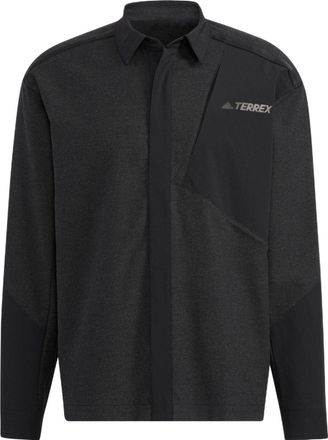 adidas Mens adidas Terrex Voyg Ls s Solid Color Chest Zipper Pocket Detail Long Sleeves Black Shirt HN2038