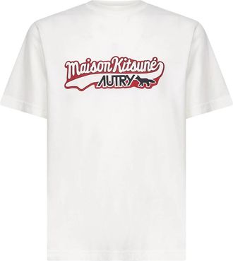 Autry Witte T-shirts en Polos met Vos Kunstwerk - Heren - T-shirts - Wit - M - Katoen - Tops