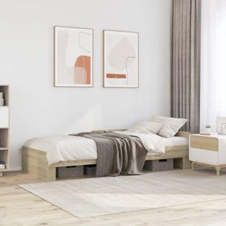 vidaXL Estructura De Cama Sin Colch&oacute;n Madera Roble Sonoma 90x190 Cm Vidaxl