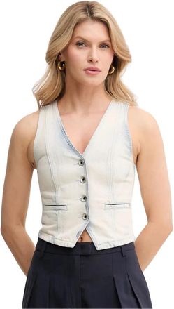 Patrizia Pepe Denim Gilet - Dames - Bodywarmers - Blauw - XS - Denim - Jassen