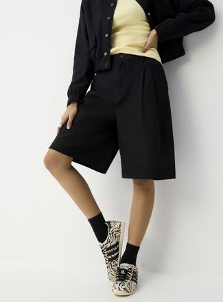 Icone Womens Pleated linen-blend Bermuda short