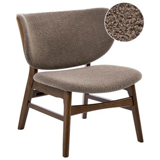 Beliani Sill&oacute;n De Estilo Tradicional Asiento Tapizado De Boucl&eacute; Marr&oacute;n Oscuro Y Gris Pardo Day