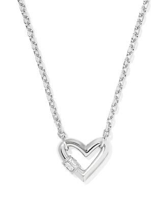 Kendra Scott Womens Emery Heart Short Pendant Necklace In Silver
