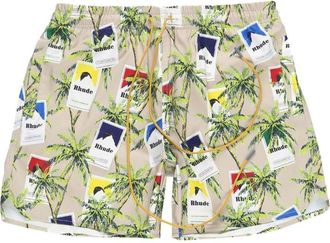 Rhude graphic-print deck shorts - men - Polyester - S - Neutrals