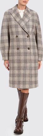 Twinset Cappotto doppiopetto in misto lana con motivo Principe di Galles