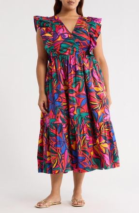 Sugarlips Rainbow Tropics Fairness Cotton Maxi Dress in Red/multi at Nordstrom, Size 3X