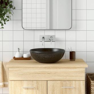Berkfield Home Countertop Basin Black Round OE&para;41x14 cm Ceramic | Size: 41x14 cm