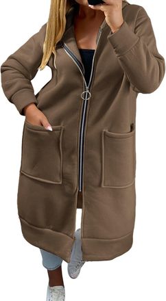 Generic Zipped Hoodies for Women UK Long Hoodies for Women Casual Zip Up Hooded Longline Fleece Jackets Plus Size Loose Fit Sweatshirts Cardigan Comfortable O