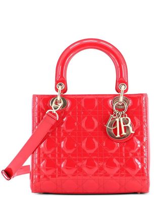 Dior Lady Dior Bag Cannage Quilt Patent Medium satchel - Rosso
