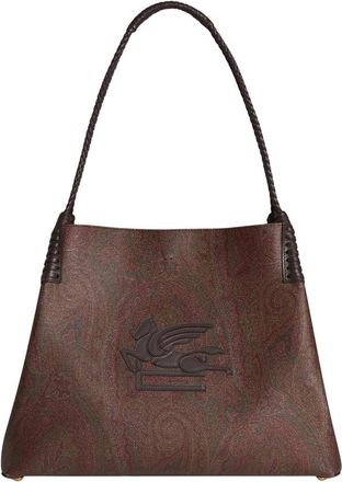 Etro Geweven leren tas met handvat - Dames - Schoudertassen - Bruin - ONE Size - Katoen - Tassen