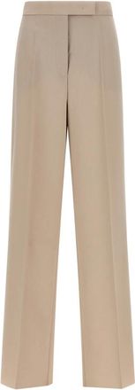 Max Mara Mxm Girone Broeken - Dames - Wijde Broeken - Beige - M - Wol - Broeken