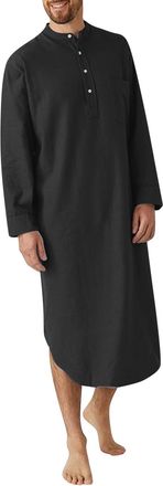 Generic Buttoned Solid Color Shirt Robe Men MenS Casual Fashion Long Sleeve Cotton Linen Long Sleeve Muslim Kaftan Lightweight Sweatshirts Night Robe Loose Fi