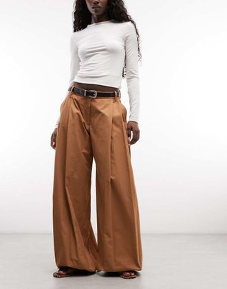 Monki pantaloni balloon intrecciati color cammello-Neutro