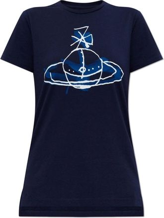 Vivienne Westwood Tops, Dames, Blauw, XS, Katoen, T-shirt met logo