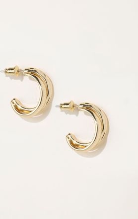 Fat Face FatFace Hammered Double Hoops in Gold Tone