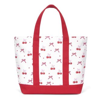 Generic Small Tote Bags for Women Floral Canvas Tote Handbag Cute Coquette Top Handle Purse for Everyday (Red)